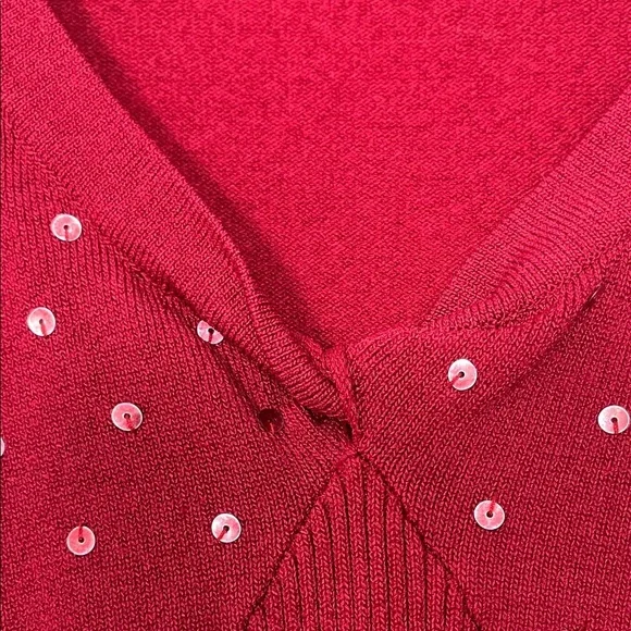 AB Studio Rich Red Knit Top - Picture 5 of 9